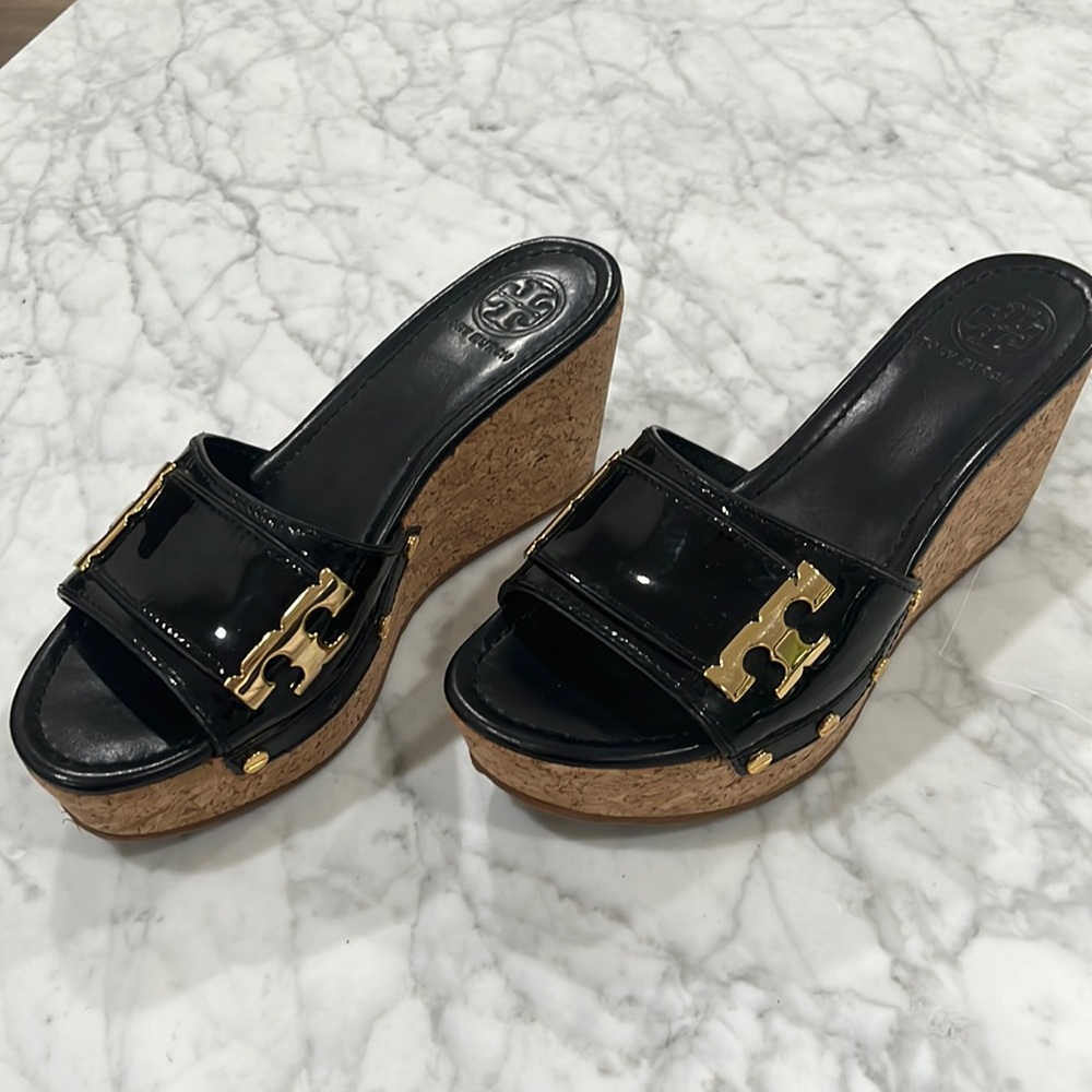 Tory Burch patent wedge